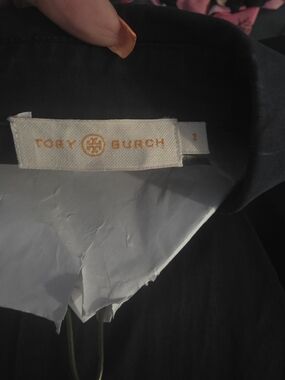 Tory Burch Navy Top with Tie Neck